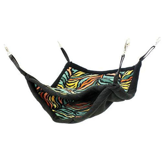 Hangouts Hanging Double Hammock Nest Pouch Zebra Print Small Animal Habitat Enrichment