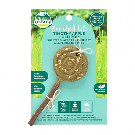 Enriched Life Timothy Lollipop with Air-Dried Apples Small Animal Chew Toy