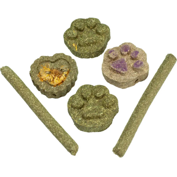 Nibbles Round Hay Chew Bites Variety Pack Small Animal Chew Toys & Treats