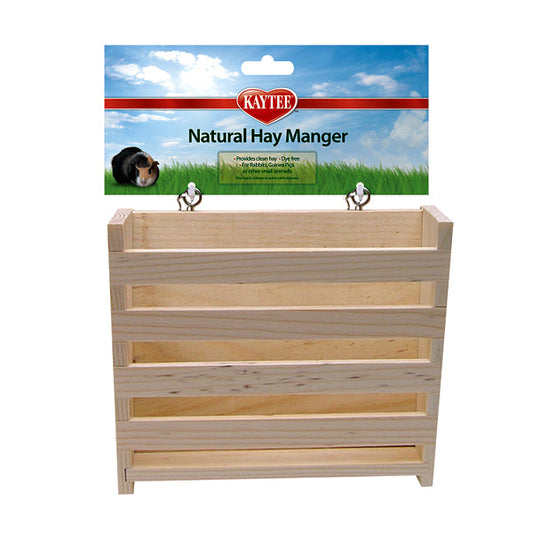Natural Wood Hay Manger Mountable Small Animal Hay Feeder